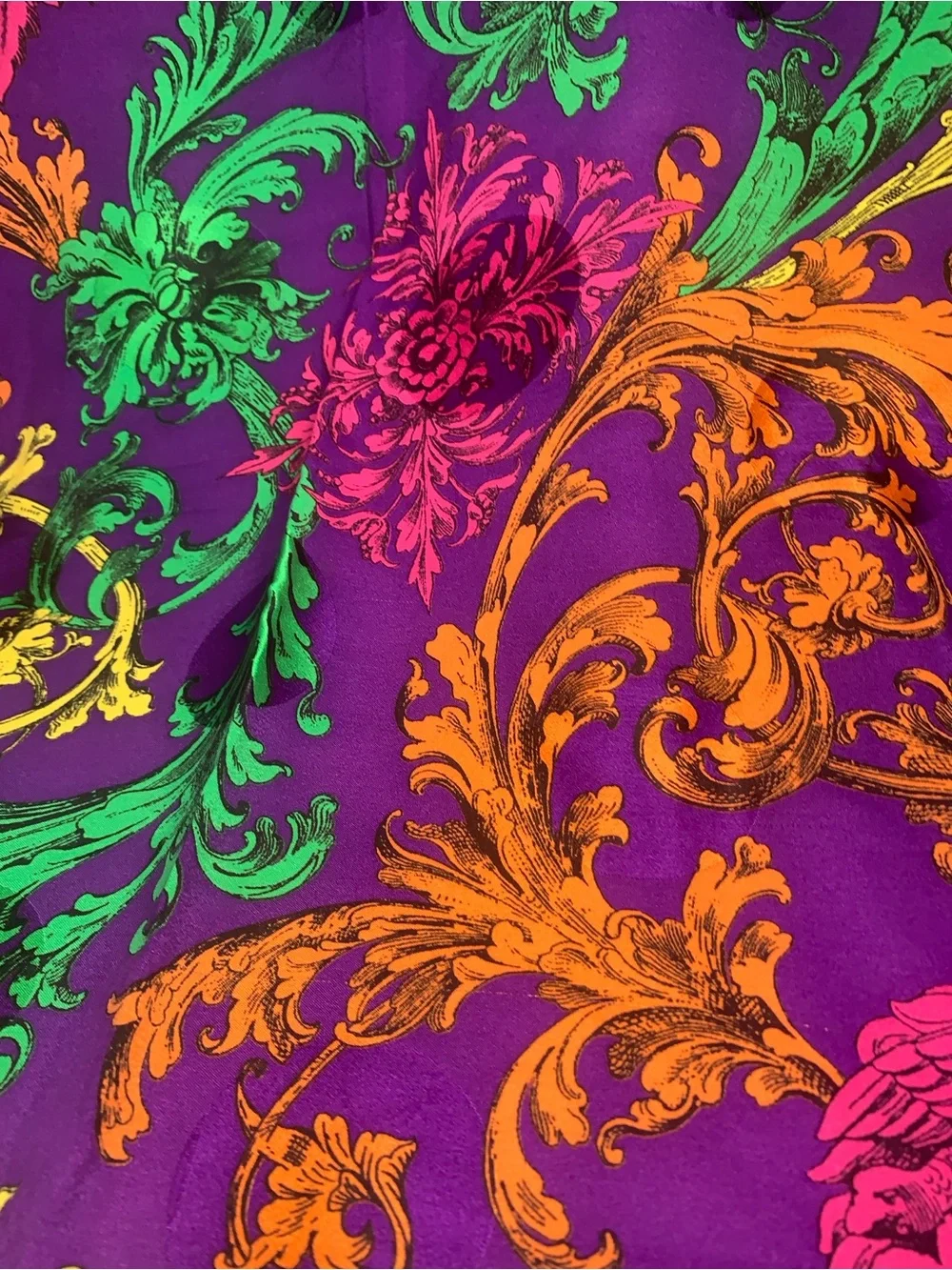 Atelier Versace Bold Baroque Silk Scarf - Purple, Red, Yellow, Green